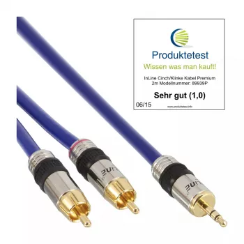 InLine Premium helikaabel 2x RCA isane / 3,5 mm isane kullatud 15 m