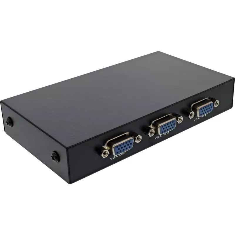 InLine VGA lüliti manuaalne 2-pordiline 15-kontaktiline Sub-D HD 1920 x 1440