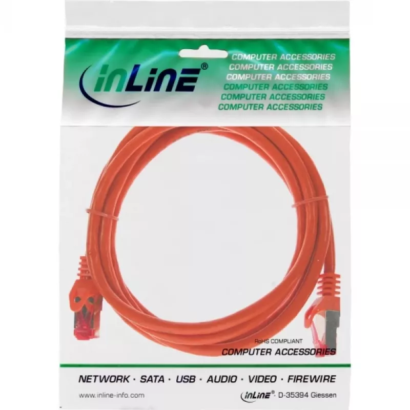 InLine patch-kaabel S/FTP PiMF Cat.6 250MHz PVC vask oranž 0,25m