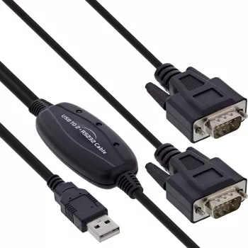 InLine USB 2.0 – 2x jadaadapteri kaabel, USB-tüüp A – 2x 9-kontaktiline SubD isane, 1,5 m