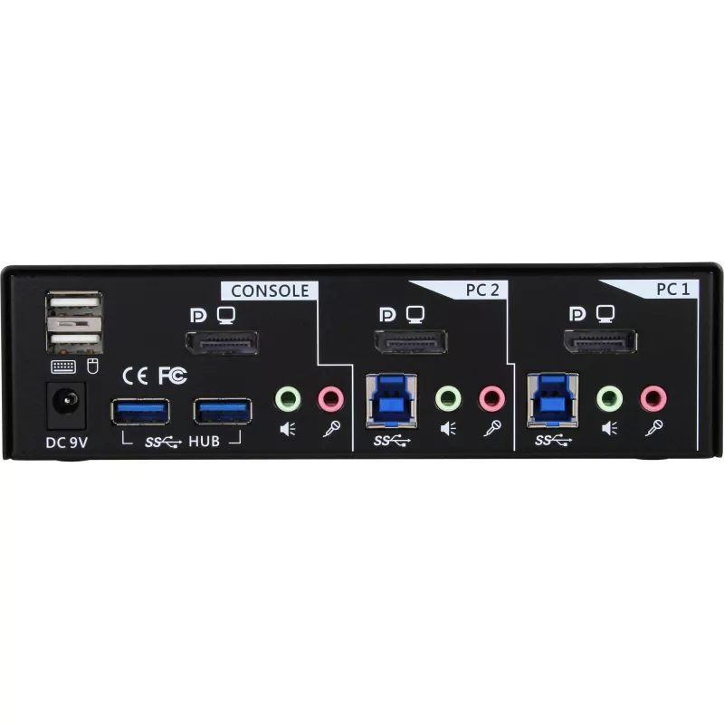 InLine lauaarvuti KVM-lüliti 2 pordi DisplayPort USB 3.0 jaotur heliga