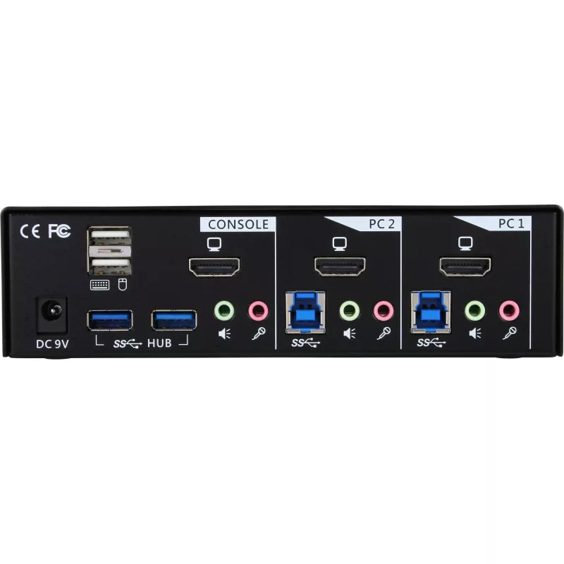 InLine töölaua KVM-lüliti, 2-pordiline, HDMI, USB 3.0 jaotur, heliga