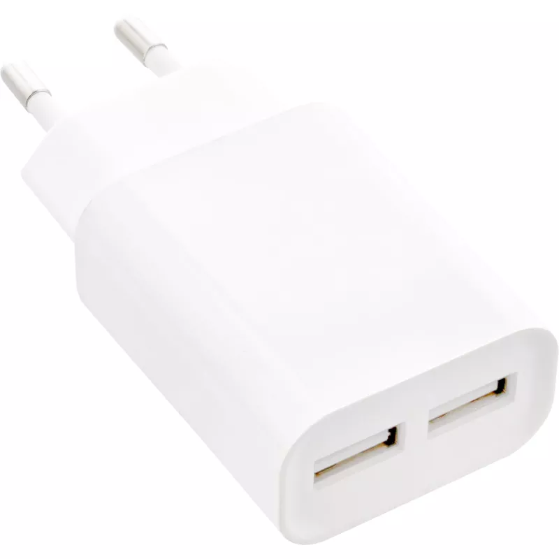 InLine USB toiteadapter DUO, 2 pordiga 100-240VAC kuni 5V / 2.1A valge