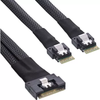 InLine õhuke SAS kaabel, SFF-8654 8i kuni 2x SFF-8654 4i, 0.75 m