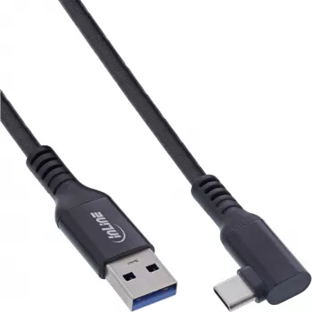 InLine USB 3.2 Gen.1 kaabel, USB-C pistik nurga all - USB-A pistik VR-i jaoks, must, 5m