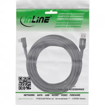 InLine USB 3.2 Gen.1 kaabel, USB-C pistik nurga all - USB-A pistik VR-i jaoks, must, 5m