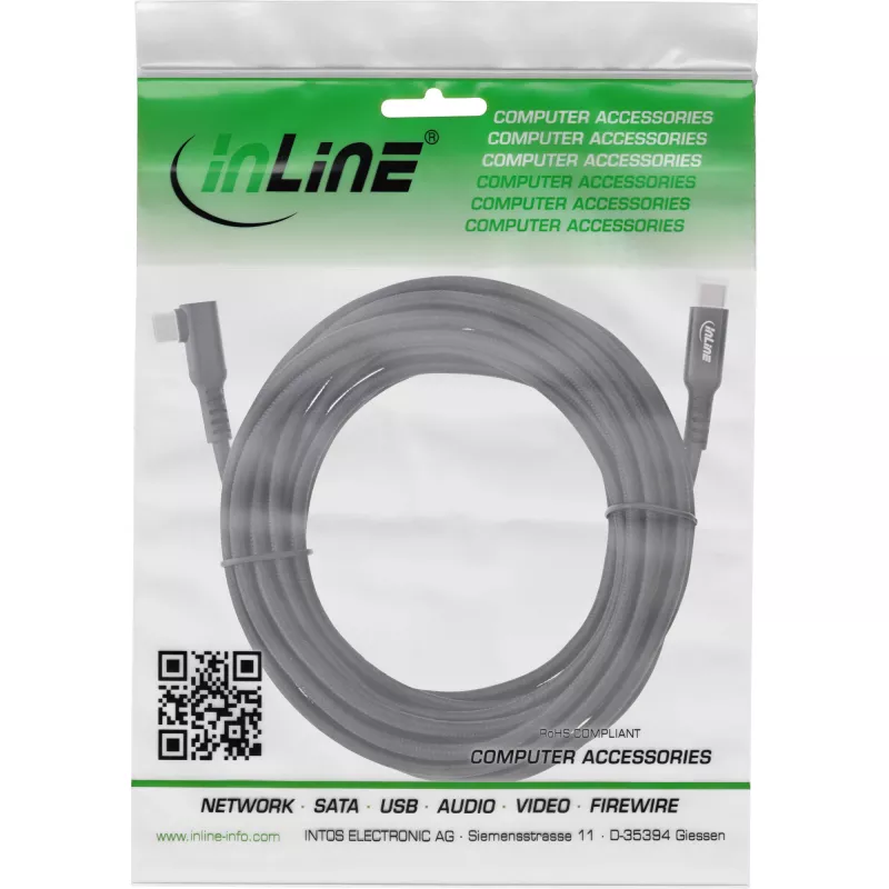 InLine USB 3.2 Gen.1 kaabel, USB USB-C isane/isane nurga all VR-i jaoks, must, 5m