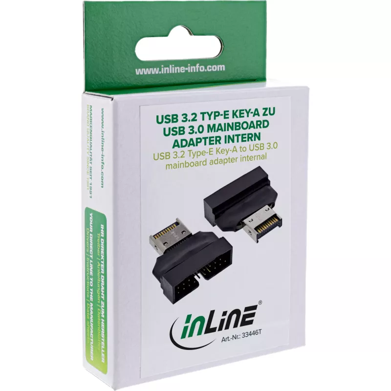 InLine 33446T kaabli soovahetaja USB Type-E Key A, 20-kontaktiline USB 3.0 päis, 19-kontaktiline Must