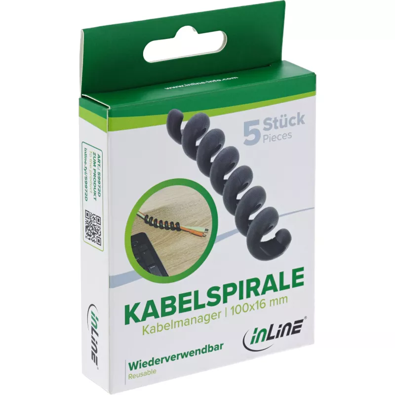 InLine 59972D kaablikorraldaja Universaalne Kaablihülss Must 5 tk