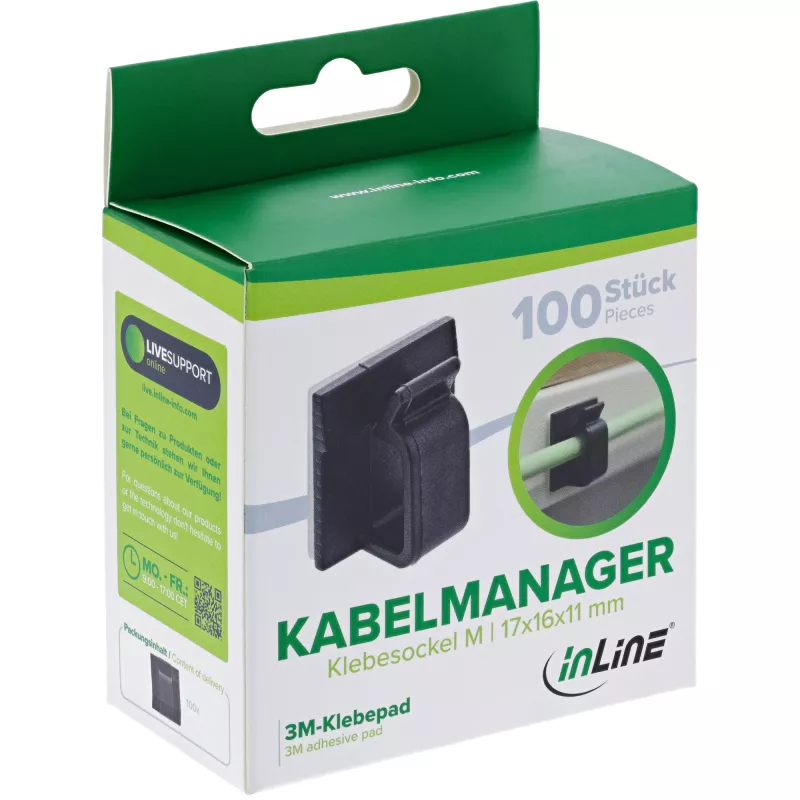 InLine 59971G kaabelkorraldaja universaalne kaablikonks must 100 tk