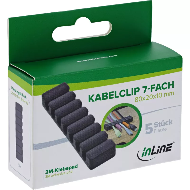 InLine 59971L kaabelkorraldaja Universaalne Kaabliklamber Must 5 tk