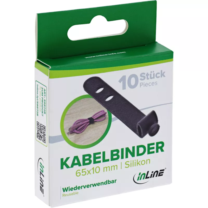 InLine 59972B kaabliside Redel-tüüpi kaabliside Silikoon Must 10 tk