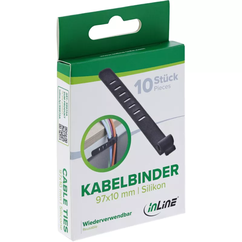 InLine 59972A kaabliside Redel-tüüpi kaabliside Silikoon Must 10 tk