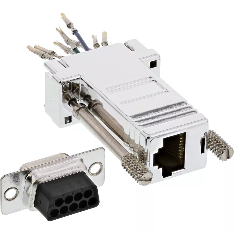 InLine Adapter DB9 emane / RJ45 8P8C emane metallkattega korpus 68889L