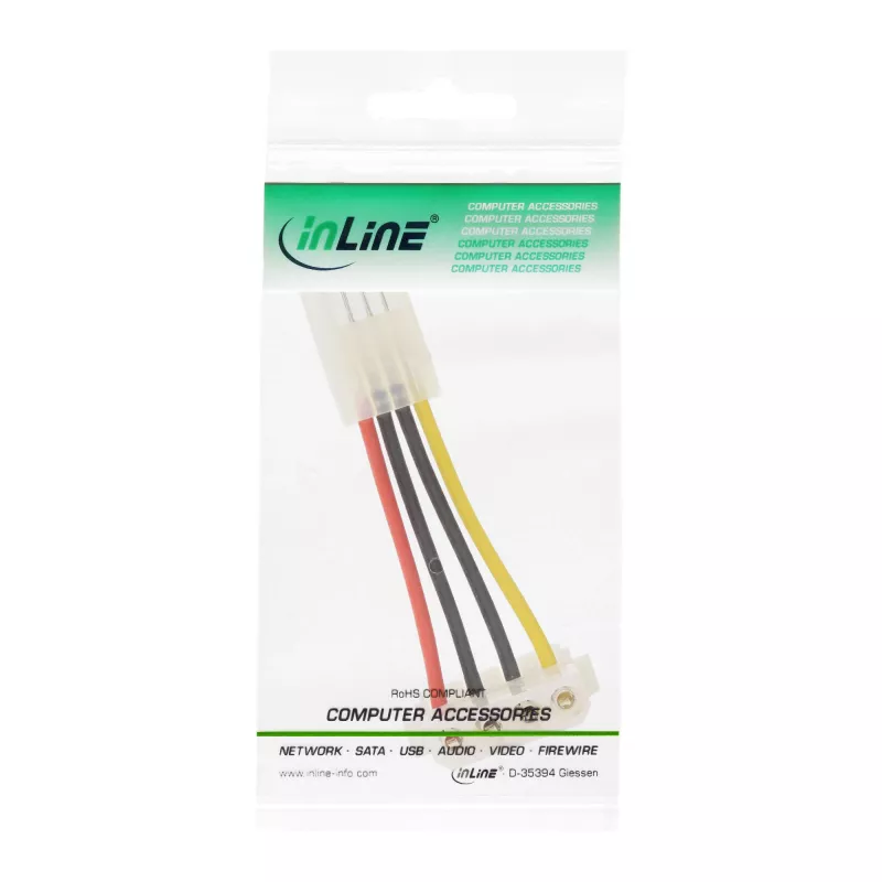 InLine toiteadapter, sisemine, floppy emane / Molex 4pin isane, 0,06 m