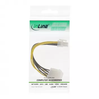 InLine emaplaadi toiteadapter ATX 2.0/EPS 8pin / 12V ATX1.3 4pin 0.15m