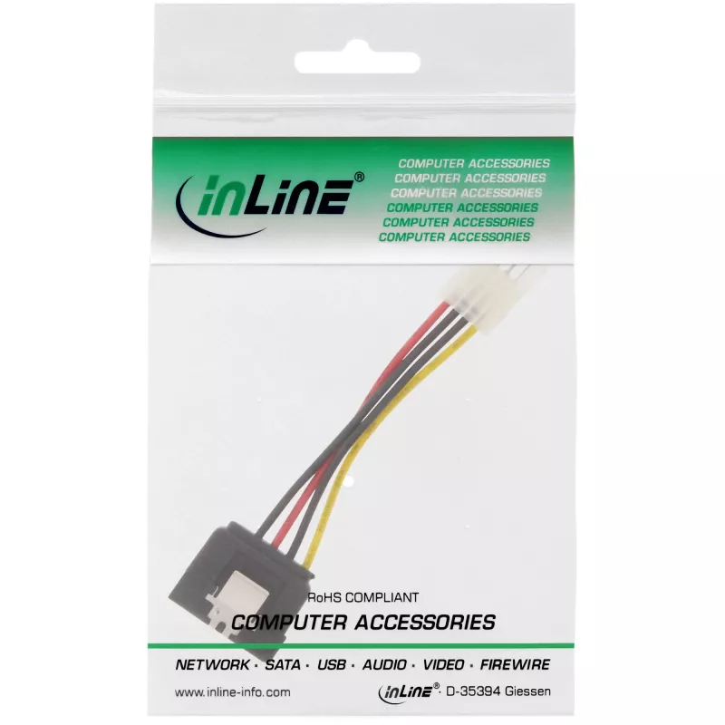 InLine SATA toiteadapteri kaabel 3,5 tolli / 15 Pin SATA riiviga 0,06 m