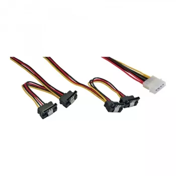 InLine sisemine toite Y-kaabel 1x Molex / 4x SATA nurga all riividega 0,40+0,55 m