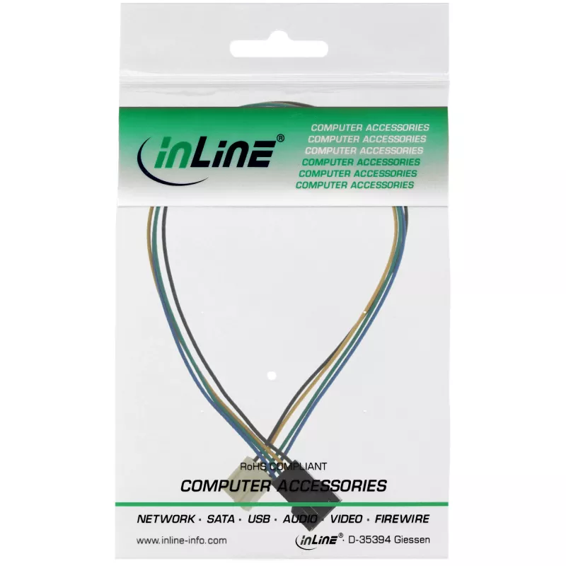 InLine'i ventilaatori pikenduskaabel, 4 kontaktiga Molex isane/emane 0,70 m