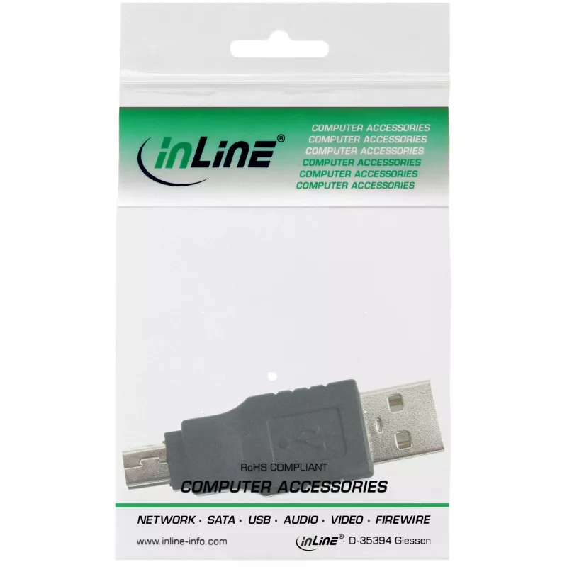 InLine-adapter USB 2.0 A-tüüpi isane / Mini-USB 5-kontaktiline isane 33441C