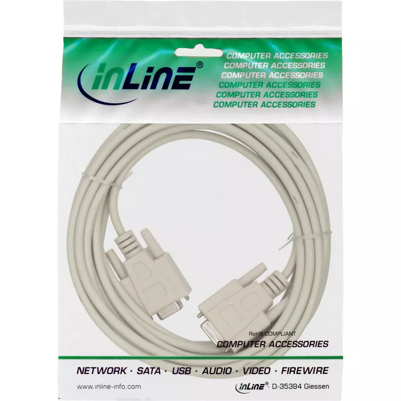 InLine nullmodem-kaabel DB9 emane / emane, valatud, 10 m