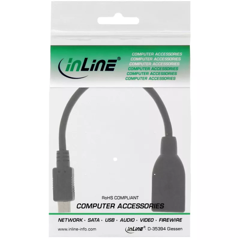 InLine Micro USB OTG adapterkaabel Micro-B-pistik USB A emasele 0,1 m