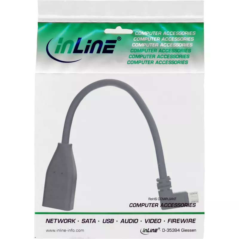InLine Micro USB OTG adapterkaabel Micro-B-pistik nurga all USB A emasele 0,1 m