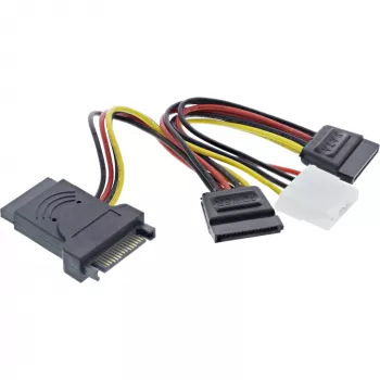 InLine SATA toiteadapteri kaabel isane emasele 2x SATA + 4 Pin Molex toitele