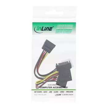 InLine SATA toiteadapteri kaabel isane emasele 2x SATA + 4 Pin Molex toitele