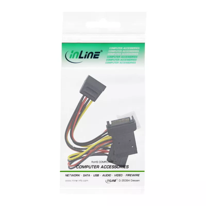 InLine SATA toiteadapteri kaabel isane emasele 2x SATA + 4 Pin Molex toitele