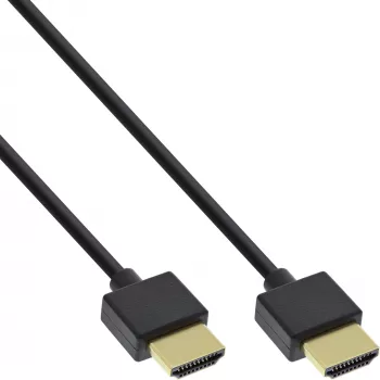 InLine High Speed HDMI-kaabel Ethernetiga, AM/AM, üliõhuke, must/kuldne, 1,5 m