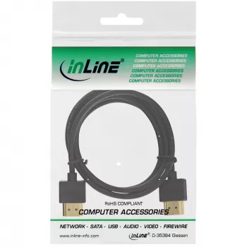 InLine High Speed HDMI-kaabel Ethernetiga, AM/AM, üliõhuke, must/kuldne, 1,5 m