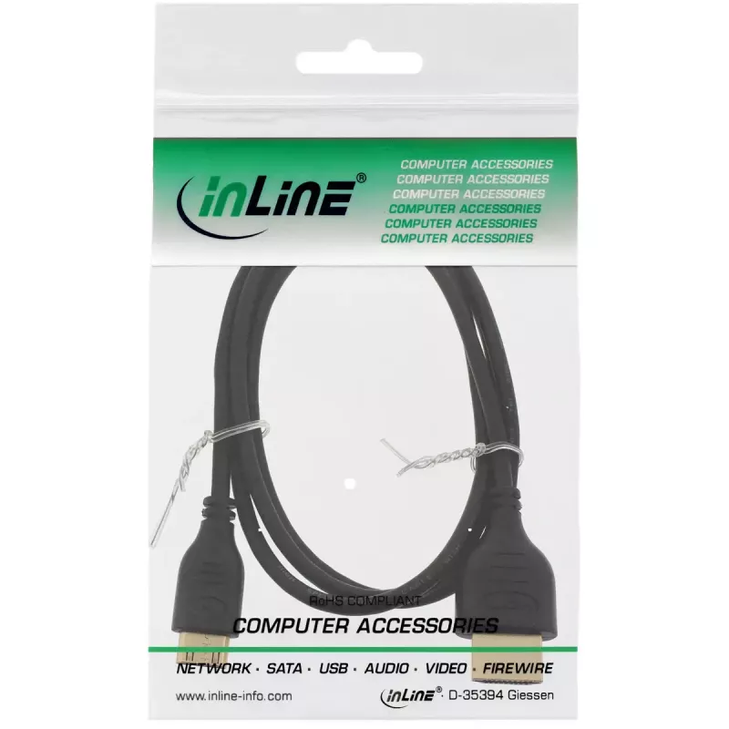 InLine High Speed HDMI kaabel Ethernetiga, AM/CM, üliõhuke, must/kuldne, 1,5 m