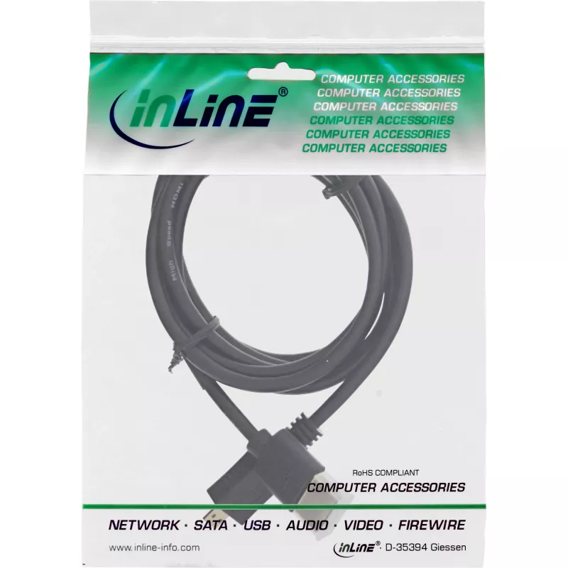 InLine High Speed HDMI kaabel with Ethernet, AM/DM, üliõhuke, must/kuldne, 0,5 m
