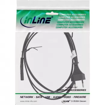 InLine Šveitsi CEE7/16 pistik Euro8 C7 toitekaablile, must, 1,8 m