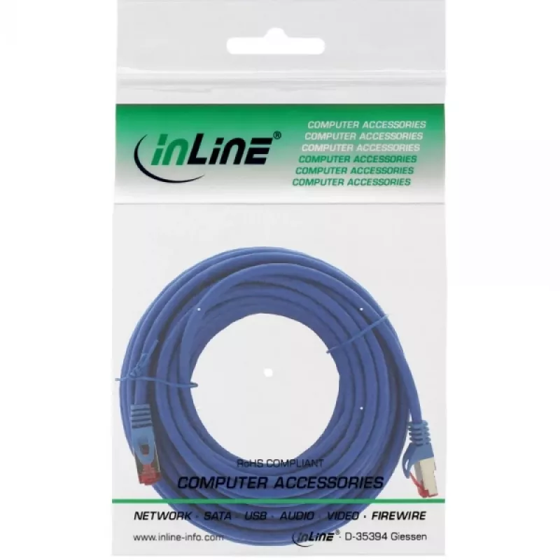 InLine patch-kaabel S/FTP PiMF Cat.6 250MHz vask halogeenivaba sinine 15m