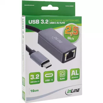 InLine USB 3.2 kuni 2,5G Etherneti võrguadapteri kaabel, USB-C kuni RJ45