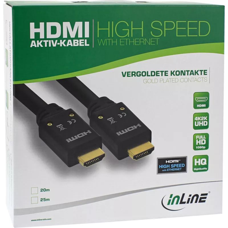 InLine HDMI aktiivkaabel, HDMI-High Speed Ethernetiga, M/M, 20m