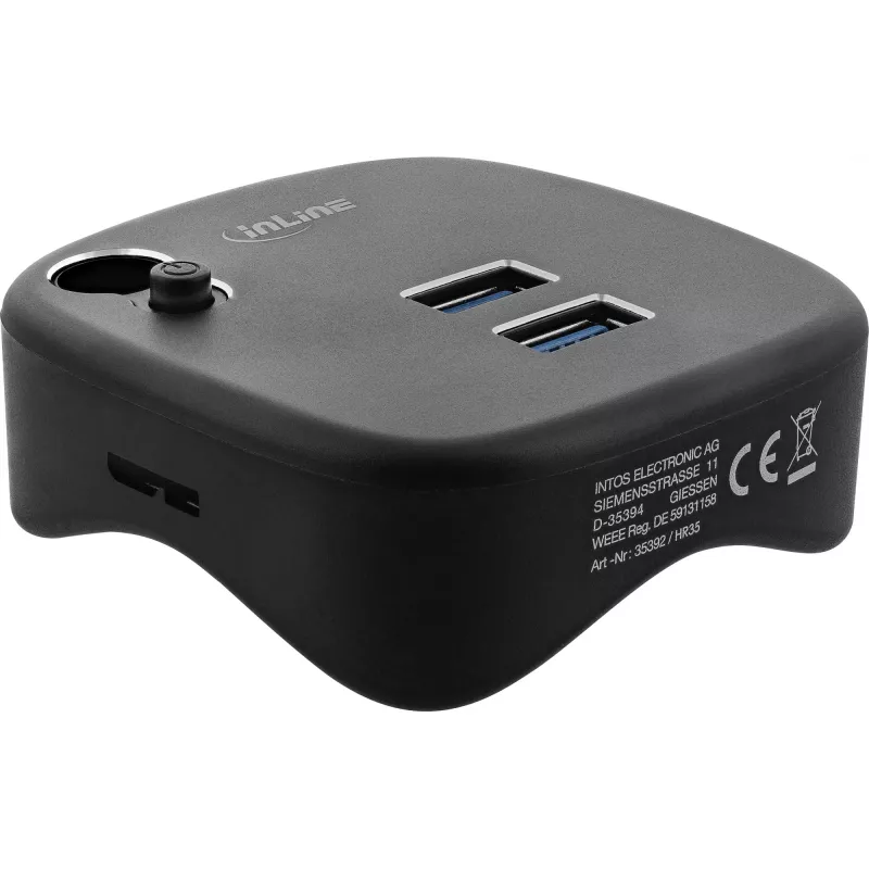 InLine USB 3.0 Multiadapter, 2xUSB-A, RJ45, SD/MicroSD-kaardilugeja, must