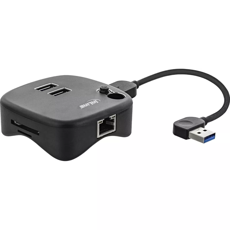 InLine USB 3.0 Multiadapter, 2xUSB-A, RJ45, SD/MicroSD-kaardilugeja, must