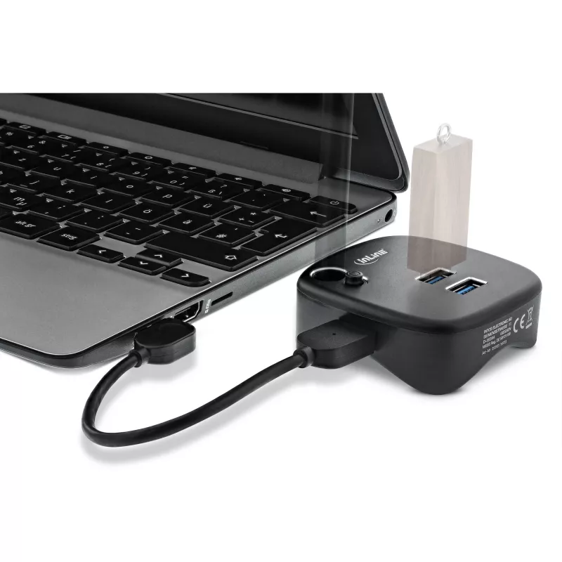 InLine USB 3.0 Multiadapter, 2xUSB-A, RJ45, SD/MicroSD-kaardilugeja, must