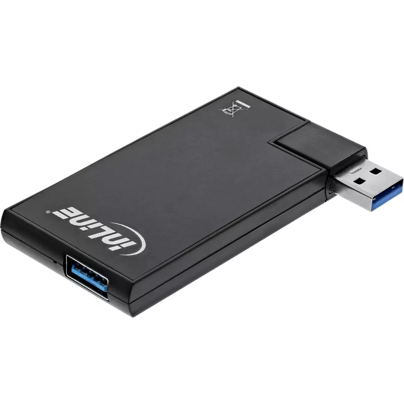 InLine USB 3.0 pööratav jaotur, 4 porti, must