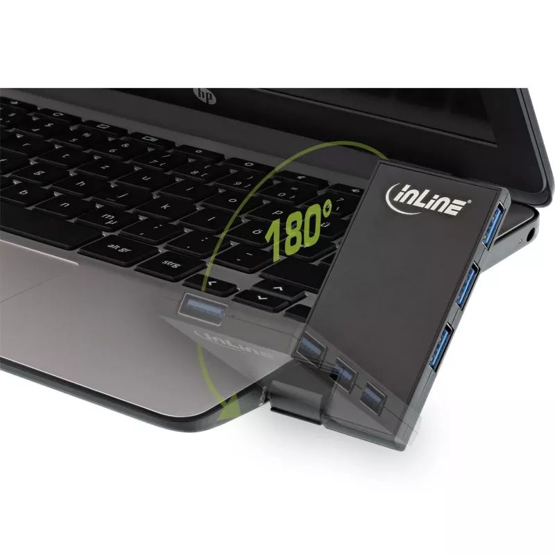 InLine USB 3.0 pööratav jaotur, 4 porti, must