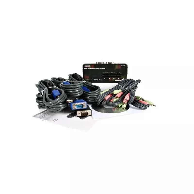 StarTech.com 4-pordiline must USB KVM-lüliti komplekt kaablite ja heliga