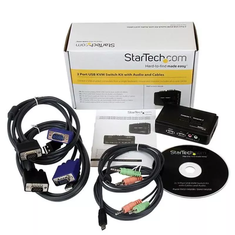 StarTech.com 2-pordiline must USB KVM-lüliti komplekt heli ja kaablitega