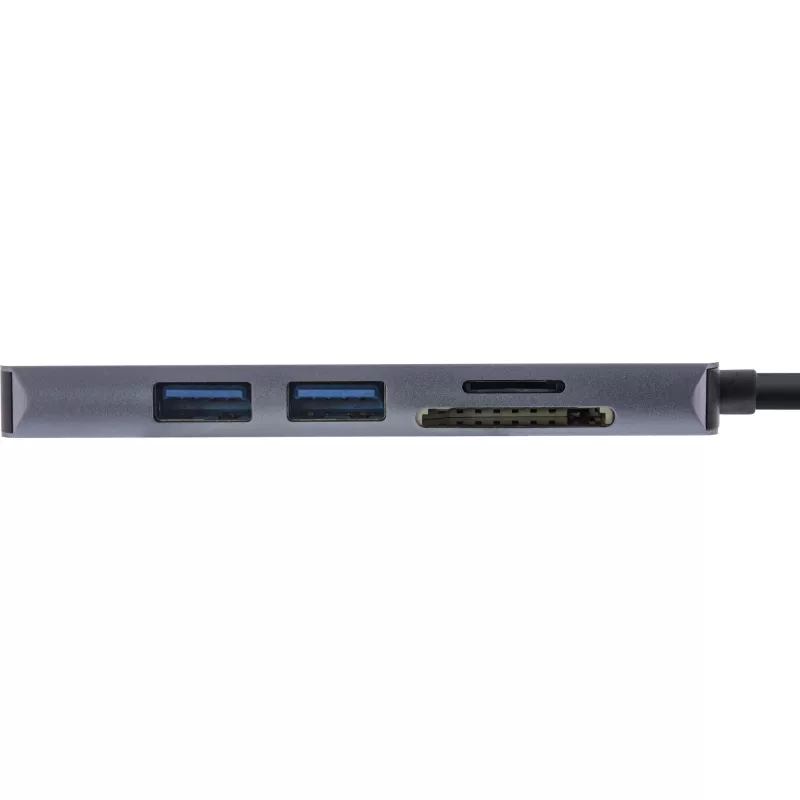 InLine mitme porti jaotur USB 3.2 Gen.1, 2x USB-A, HDMI 4K/30 Hz, kaardilugeja, alumiinium, hall