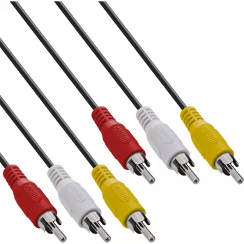 InLine AV-kaabel 3x RCA isane/isane 2m, 3 x RCA, 2 m, Must