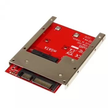 StarTech.com mSATA SSD 2,5-tollisele SATA-adapterile, SATA, mSATA, must, punane, hõbedane, CE, FCC, 6 Gbit/s, -40–85 °C