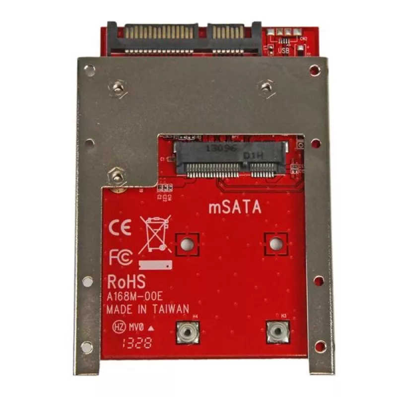 StarTech.com mSATA SSD 2,5-tollisele SATA-adapterile, SATA, mSATA, must, punane, hõbedane, CE, FCC, 6 Gbit/s, -40–85 °C