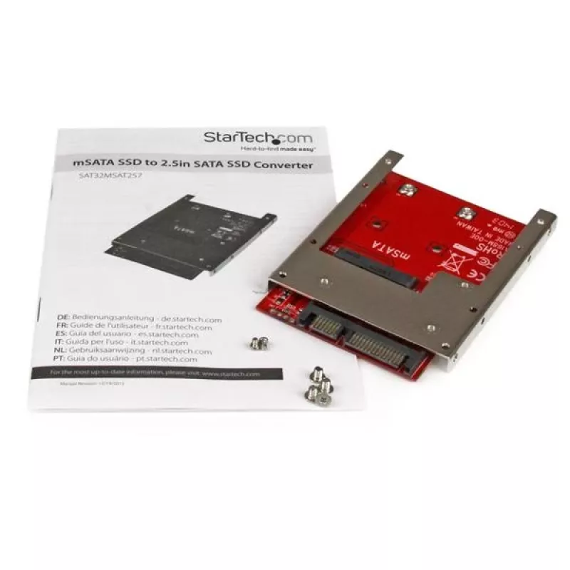 StarTech.com mSATA SSD 2,5-tollisele SATA-adapterile, SATA, mSATA, must, punane, hõbedane, CE, FCC, 6 Gbit/s, -40–85 °C